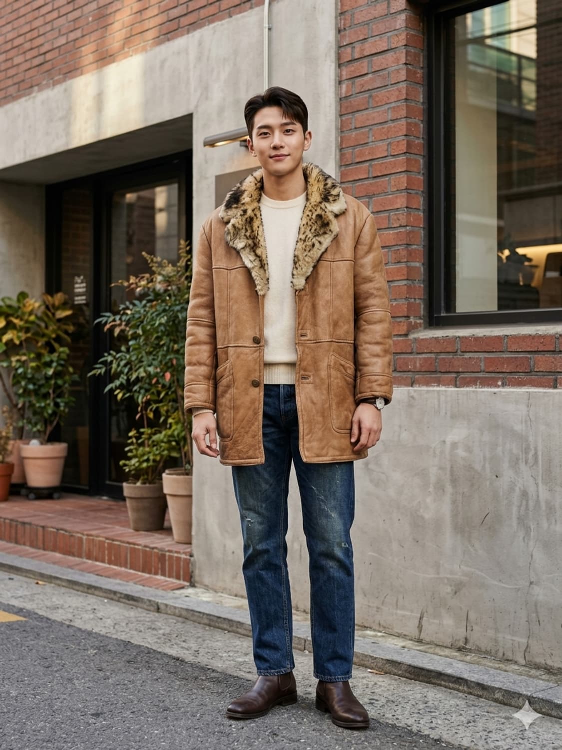 입생로랑(YSL) 에스에스패션 산양가죽 무스탕 하프 코트 상품이미지1