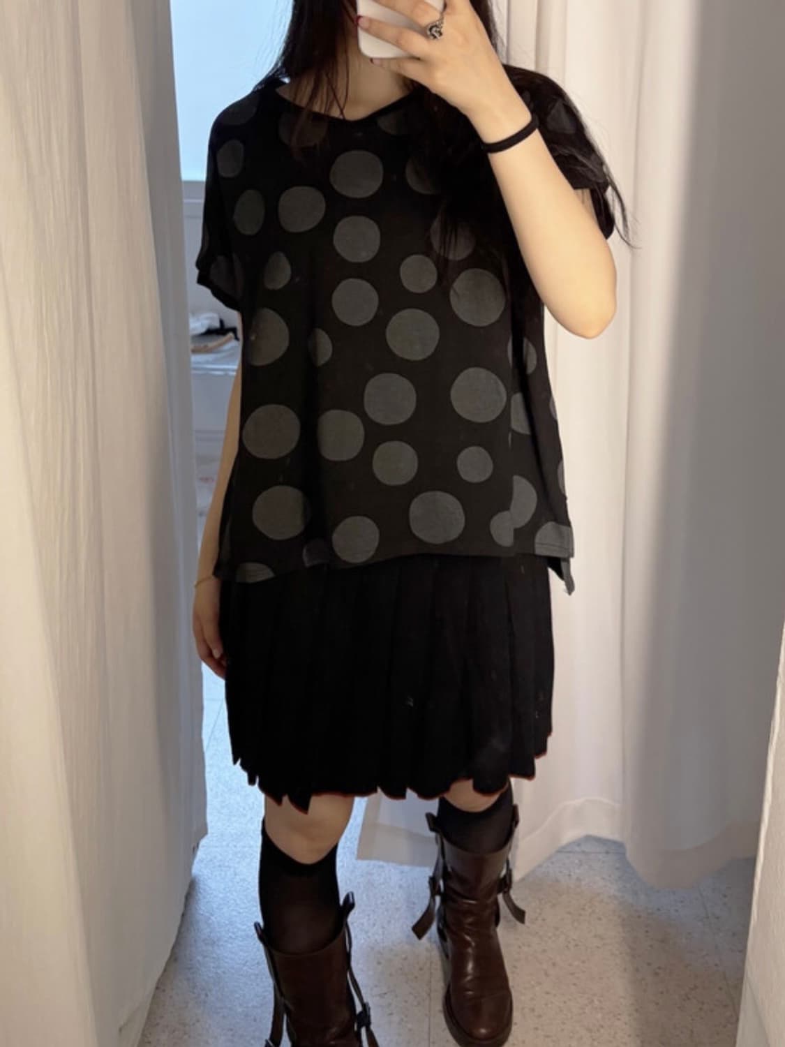 vintage dot batwing top 상품이미지2
