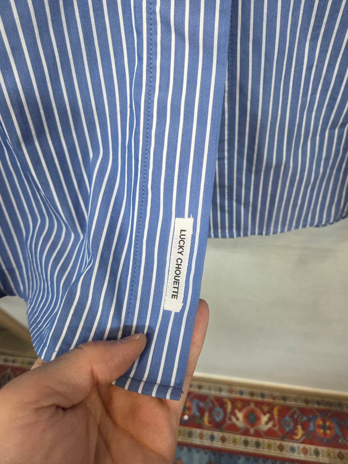 럭키슈에뜨 스트라이프 노카라 셔츠긴팔 38사이즈  상품이미지4