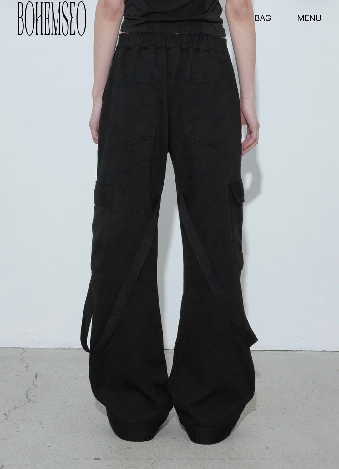 보헤미안서울 STRAP CARGO SWEATPANTS, BLACK S 상품이미지3