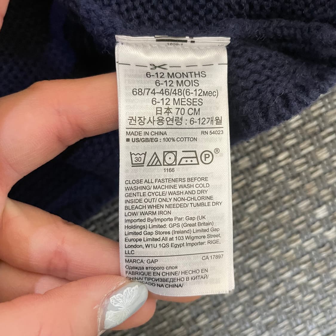 키즈 베이비 갭 네이비 짜임 베어후드 니트가디건 상품이미지5