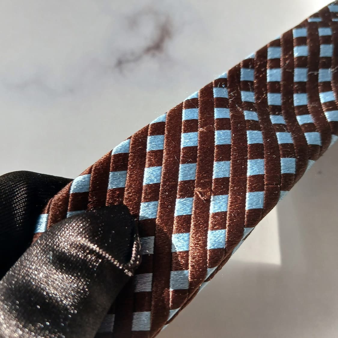 앤드류스타이 실크 브라운 체크 패턴 넥타이 9.3cm A등급 E805 상품이미지10