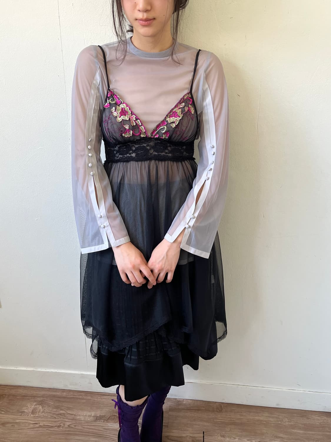 Japan vtg 시스루 트랙 탑 상품이미지4