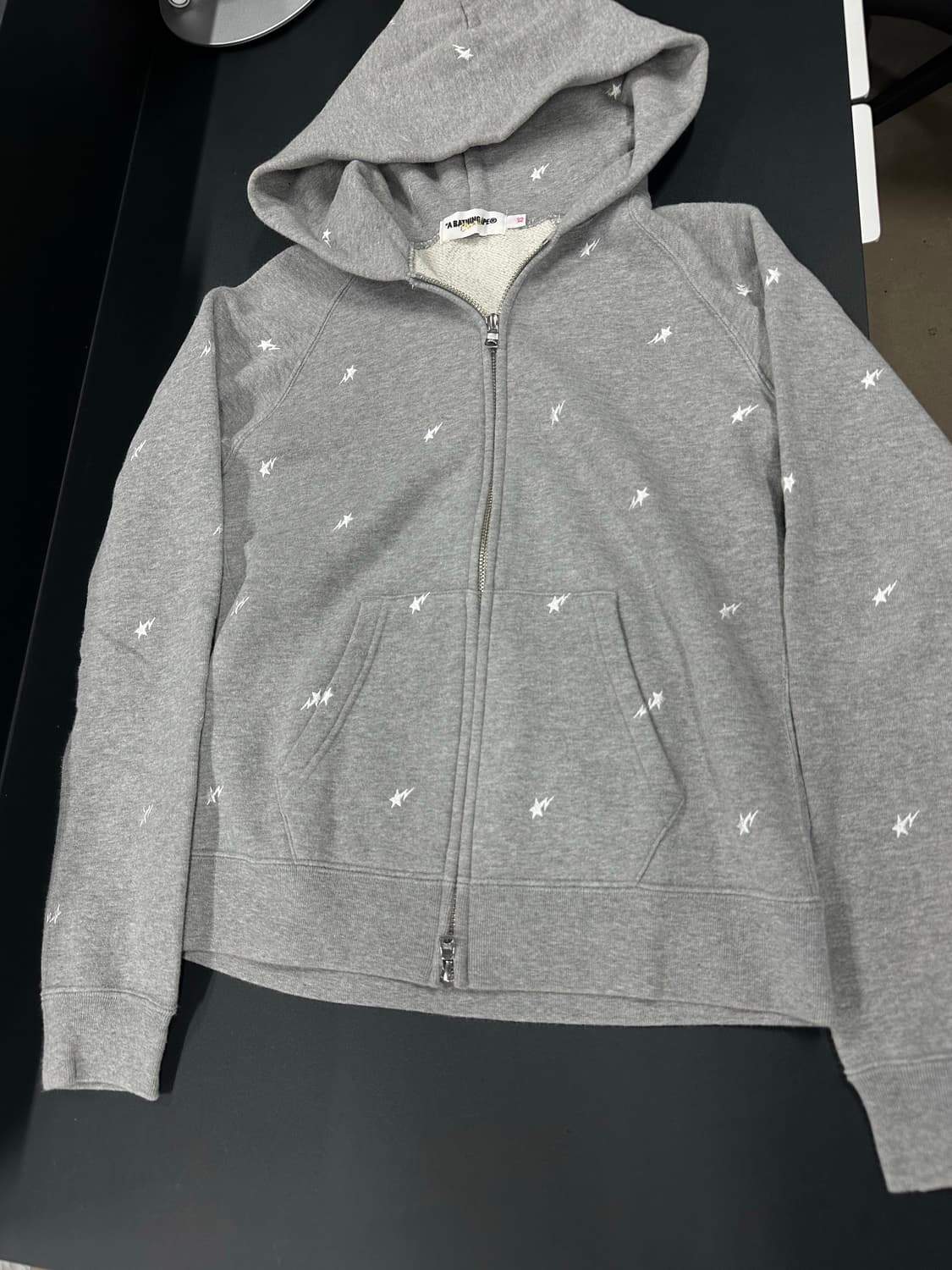 베이프 OG 스타 패턴 풀집업 후드 그레이 상품이미지4
