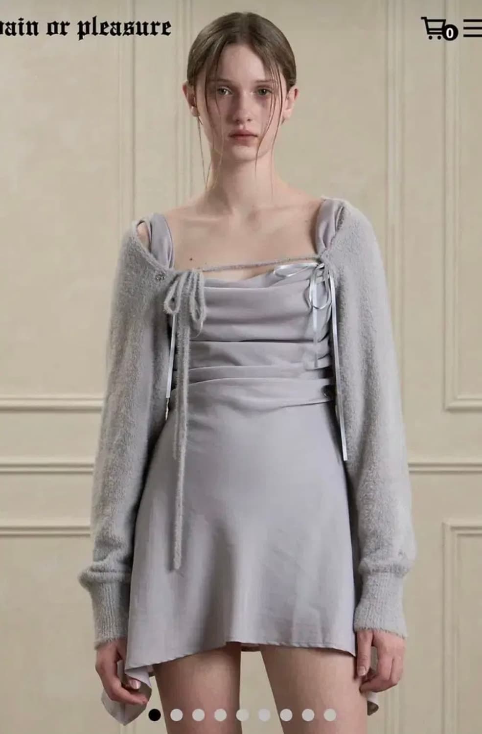 [원피스&볼레로 세트] 페인오어플레져 듀 카울 드레스&페탈 가디건 상품이미지1