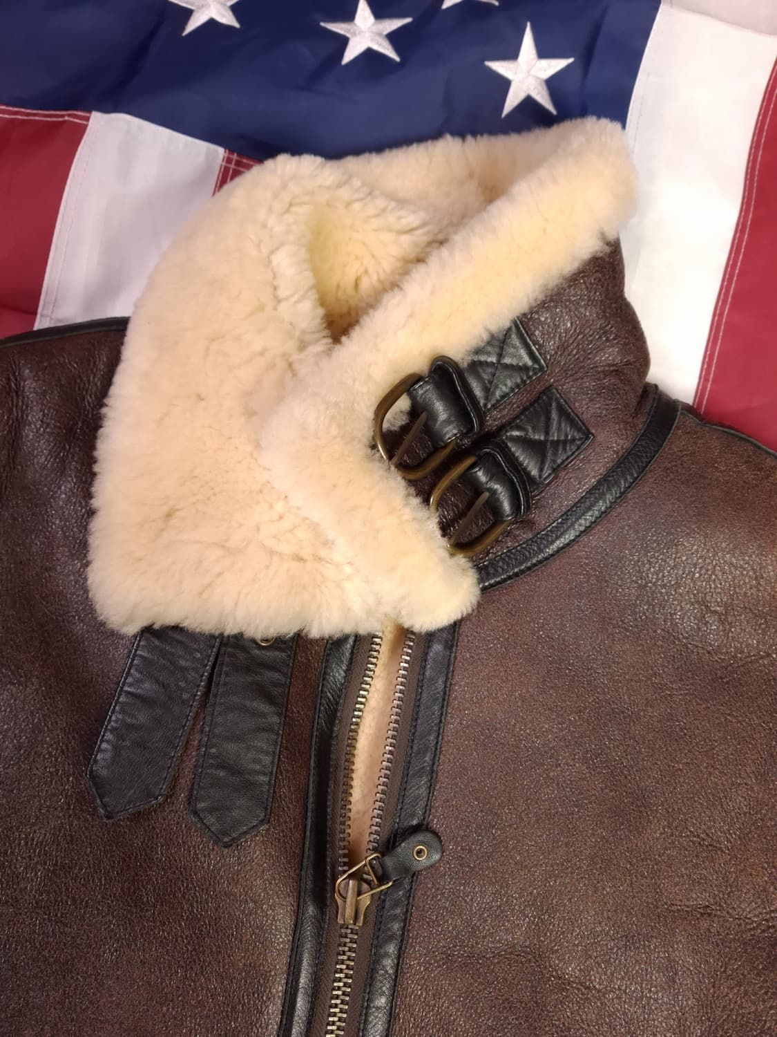 90's 일본판 미공군 B-3 TYPE 리얼레더 항공 폭격기 무스탕 상품이미지8