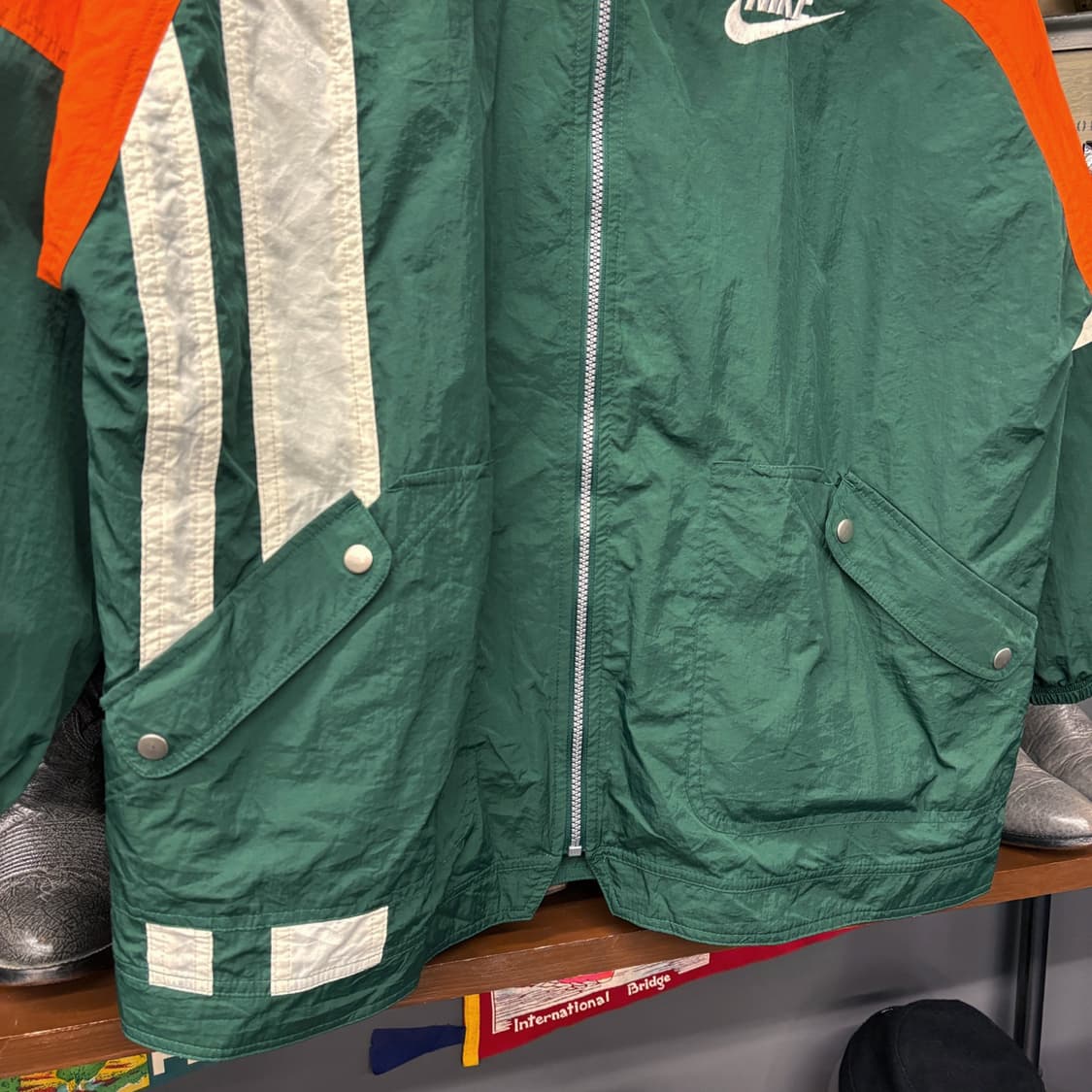 90s 나이키 레트로 컬러블럭 드롭숄더 풀집업 윈드브레이커 그린 N607 상품이미지4