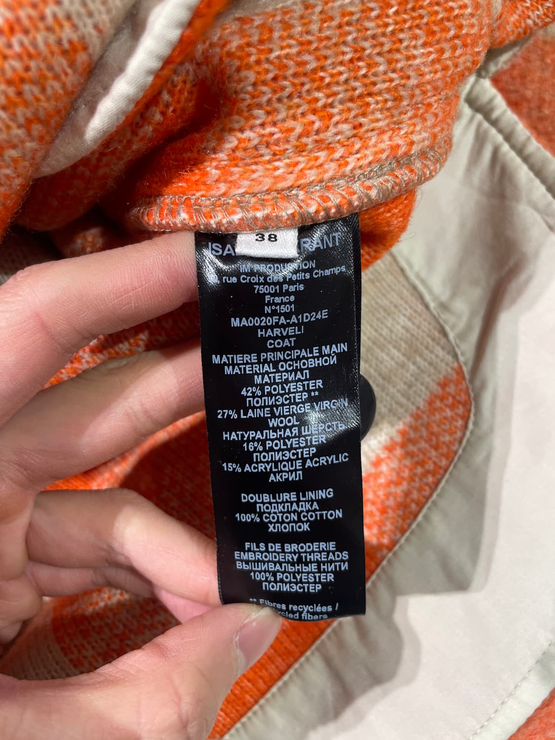 이자벨 마랑 오렌지 체스트 포켓 울 체크 자켓 상품이미지8