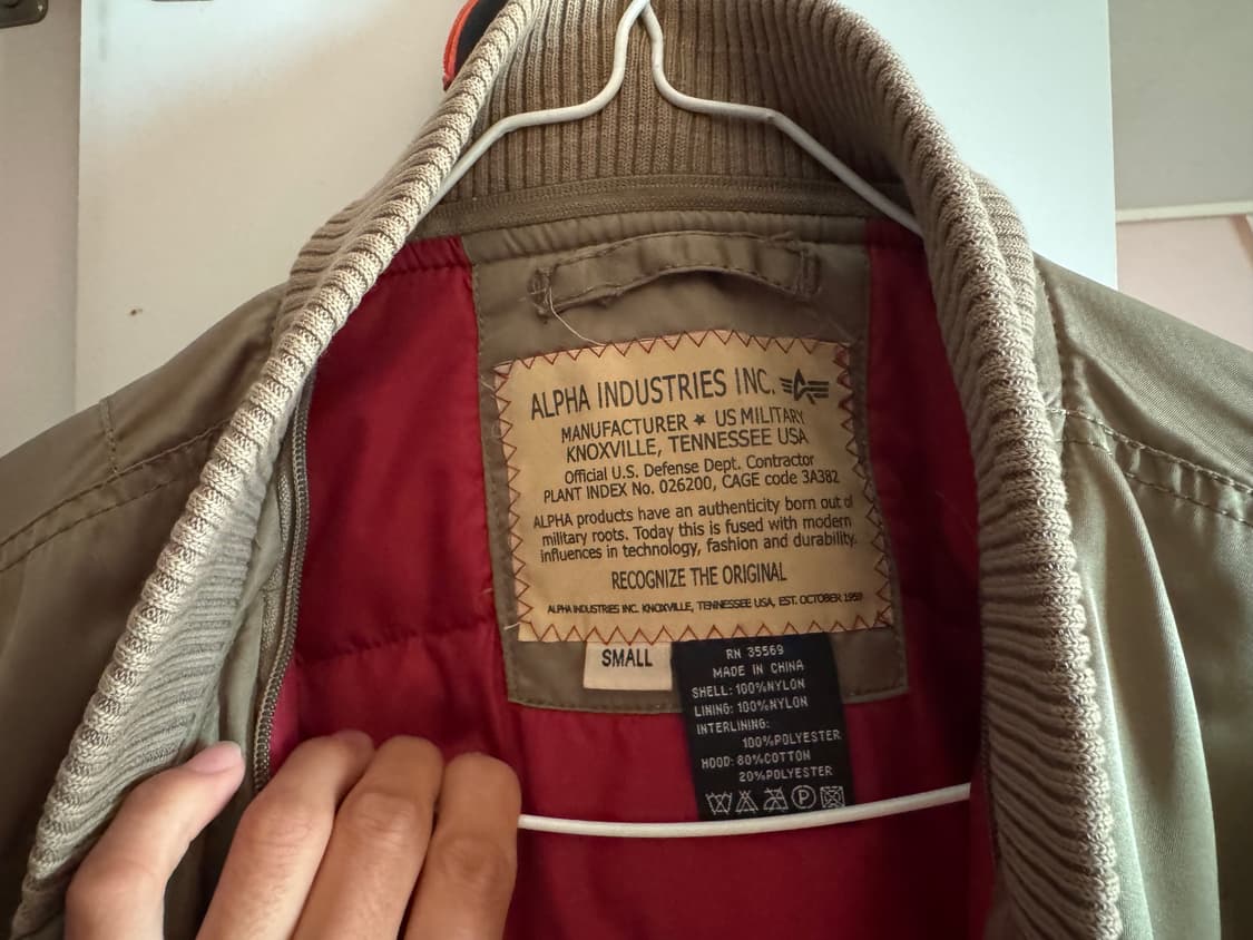 알파인더스트리 MA-1 카키 S 상품이미지3