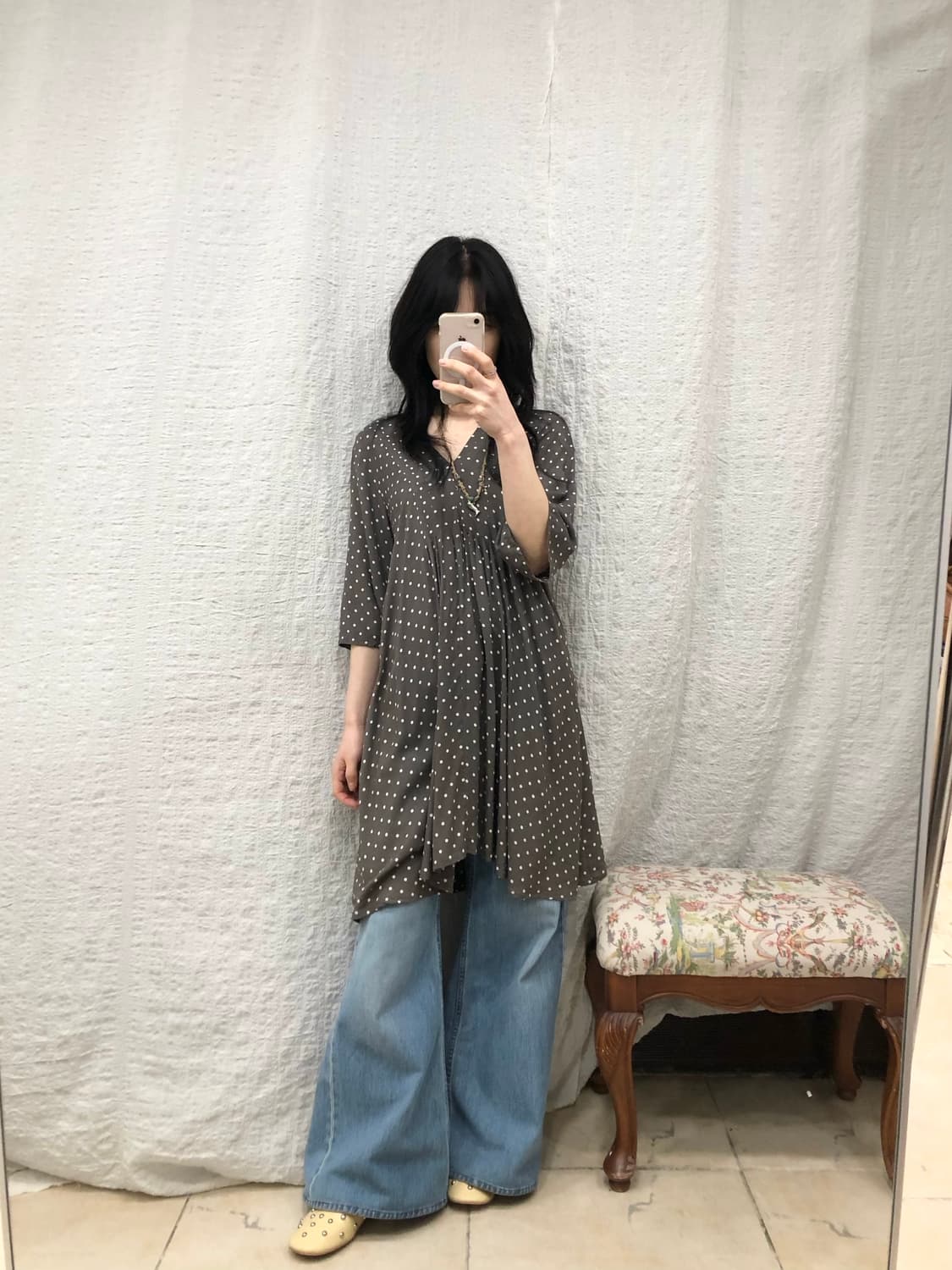 dot deep neck blouse 상품이미지3