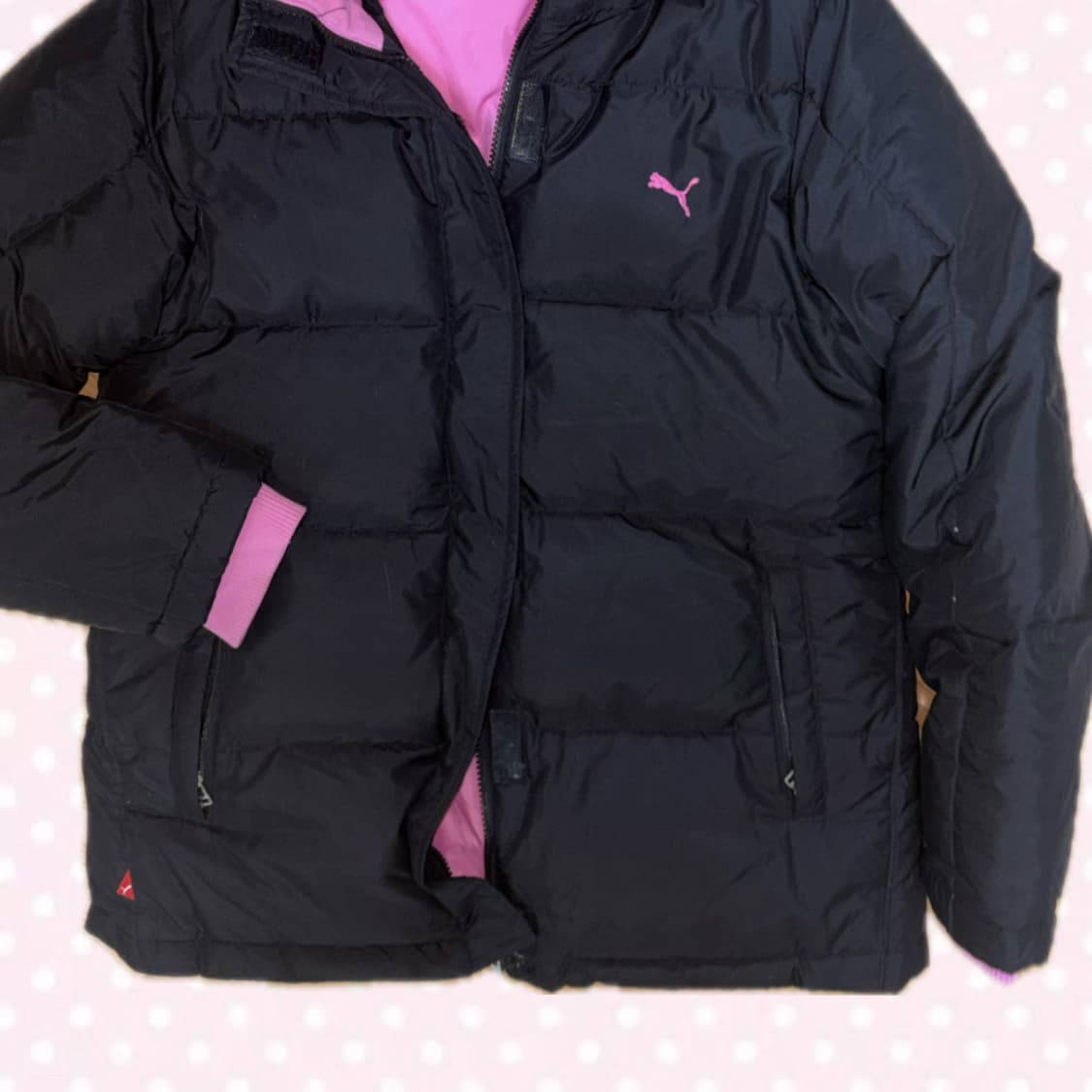 PUMA 퓨마 푸마 블랙/핑크 후드 패딩 상품이미지3