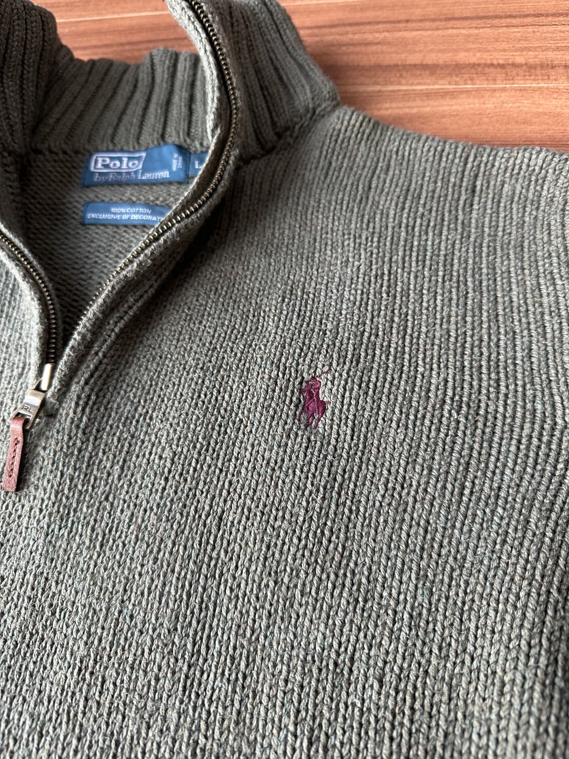 폴로 반집업 니트 올리브그린 L 상품이미지3