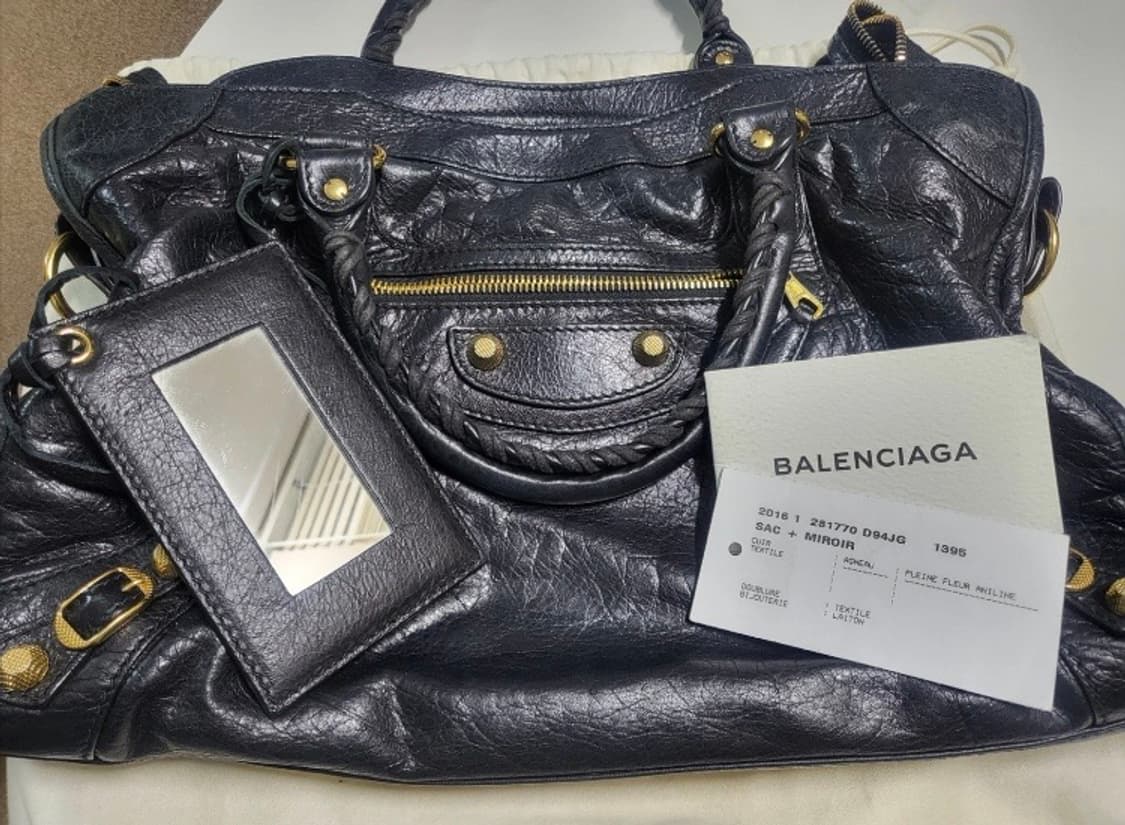 발렌시아가 블랙 금장 모터백 시티백 미디움 미듐 상품이미지2