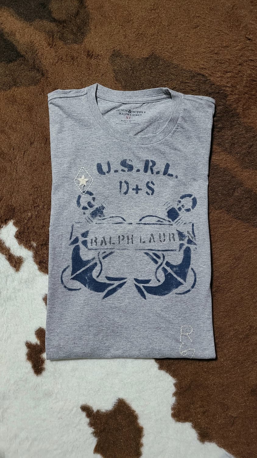 (새상품)데님앤서플라이 남성용 자수 그레이 반팔티셔츠(XL) 상품이미지9