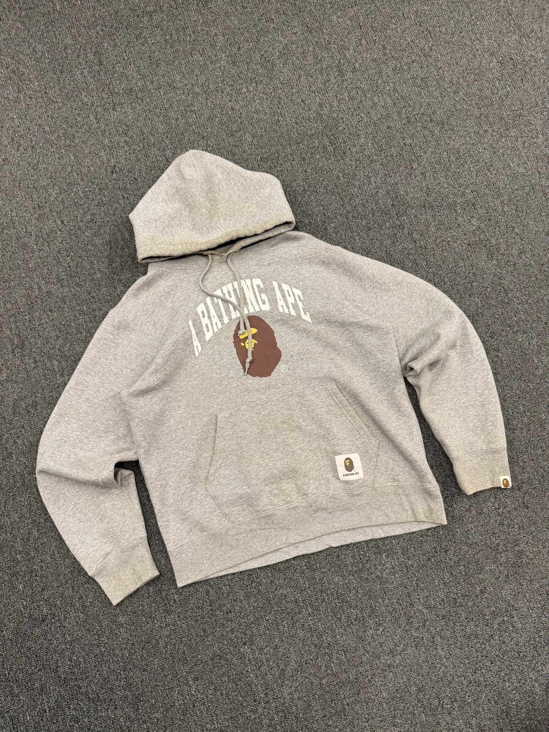 XL)베이프 빈티지 해피뉴이어 그레이 기모 후드티 상품이미지1