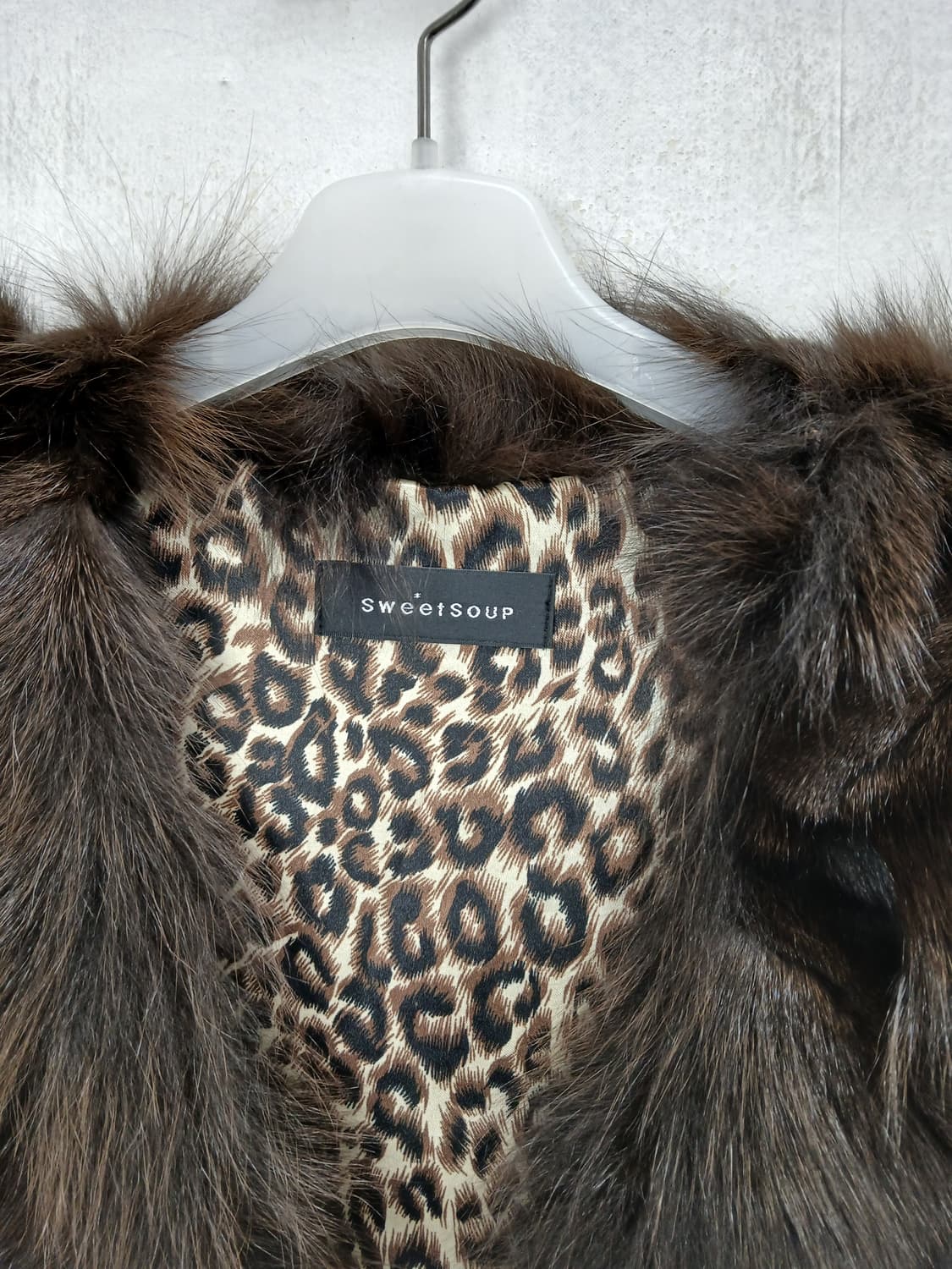 Sweet Soup 천연폭스 퍼 브라운 베스트 55 S 새제품급 상품이미지4