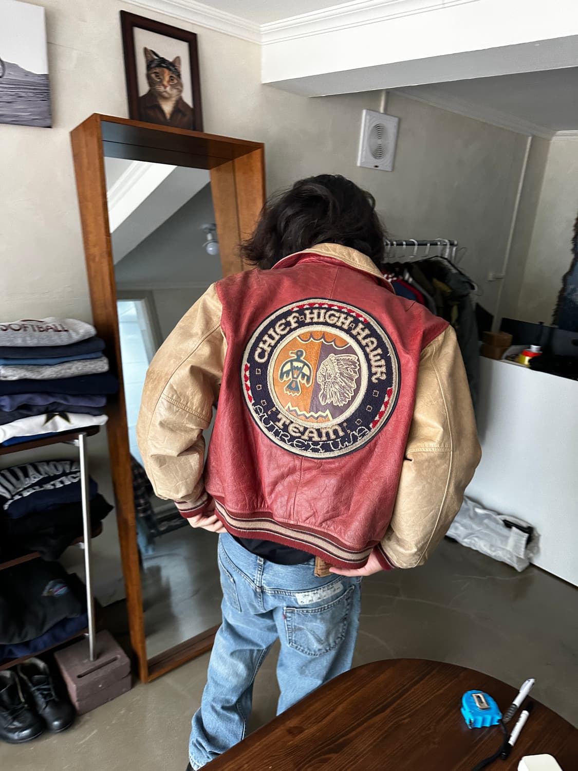 Avirex CHIEF HIGH HAWK 레더 바시티 자켓 상품이미지1