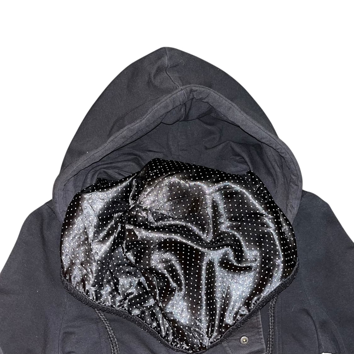 도트 후드 레이어드 투웨이 집업 y2k펑크갸루 상품이미지3