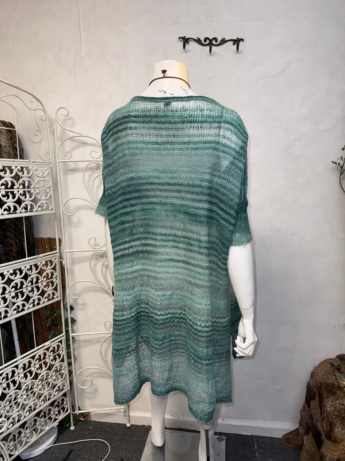 Blue green gradient mohair knit ops 상품이미지2