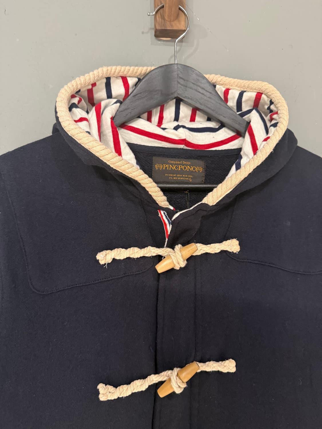 inner stripe duffle button hood zip-up 상품이미지6