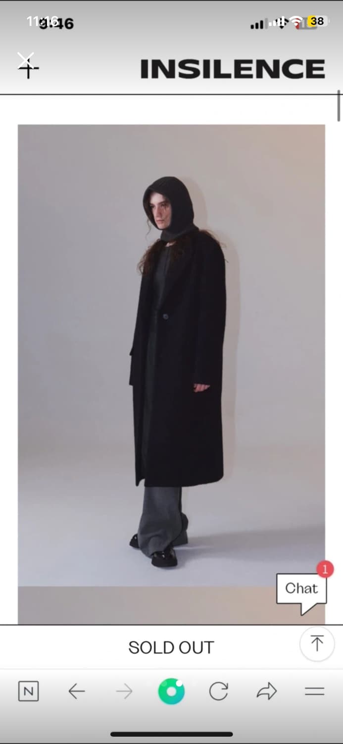 인사일런스 헤어리 알파카 코트 블랙 상품이미지3