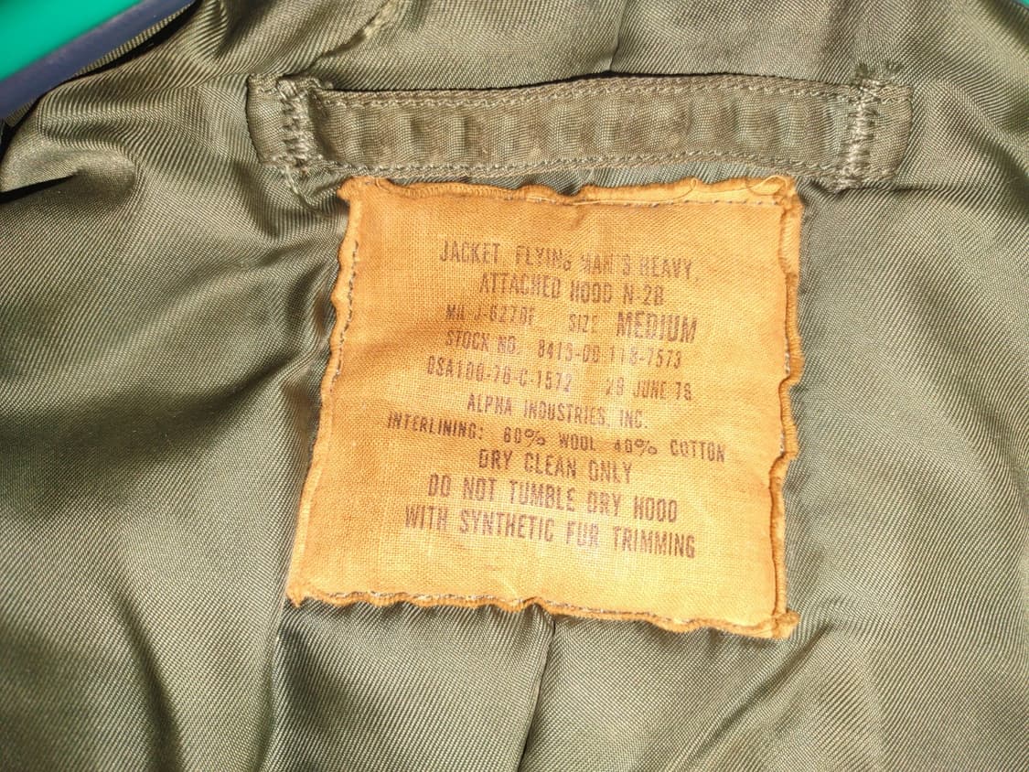 1976s 알파 인더스트리 N-2B 붐버 자켓 상품이미지4