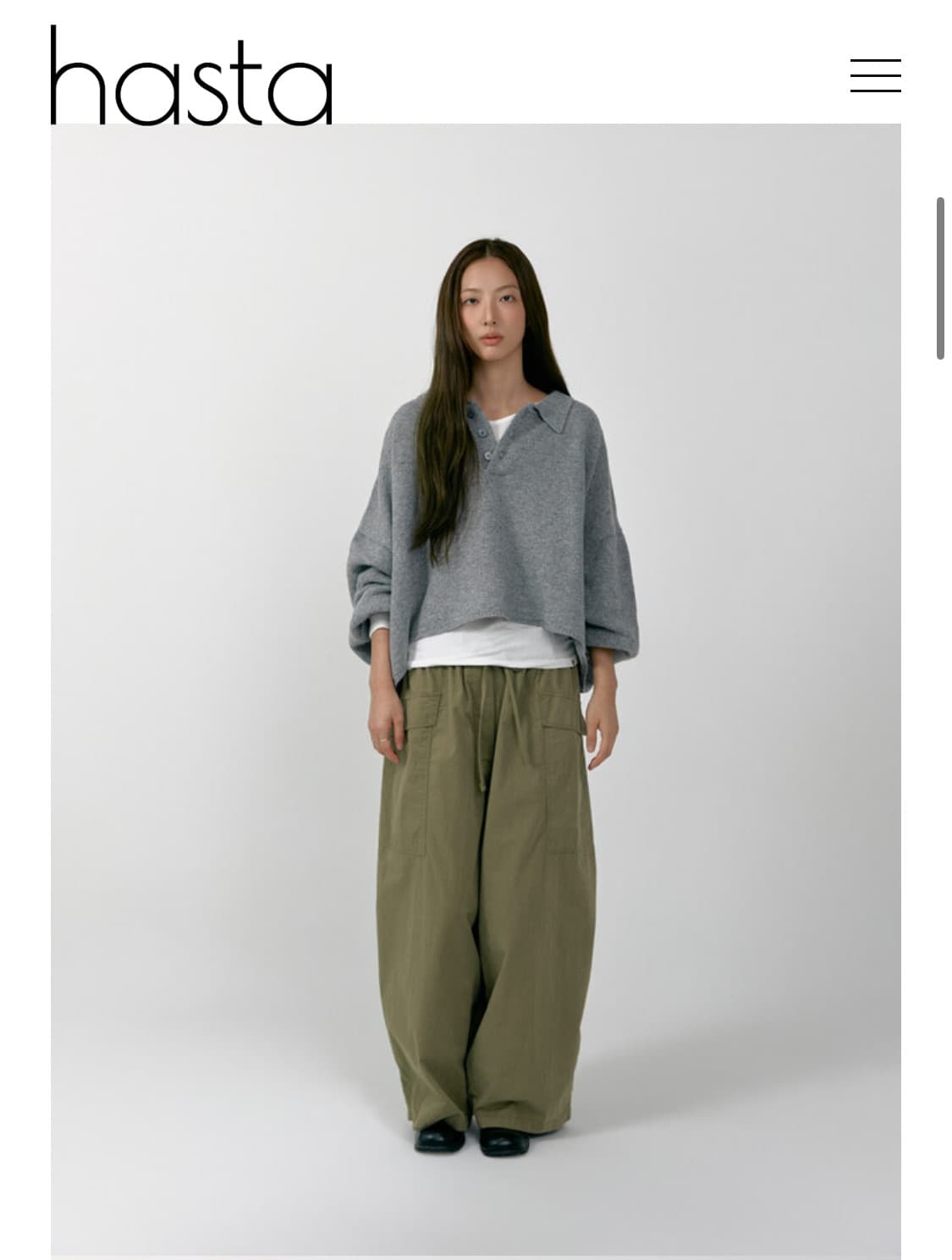 Hasta 하스타 오버사이즈 카고 팬츠 카키 상품이미지2