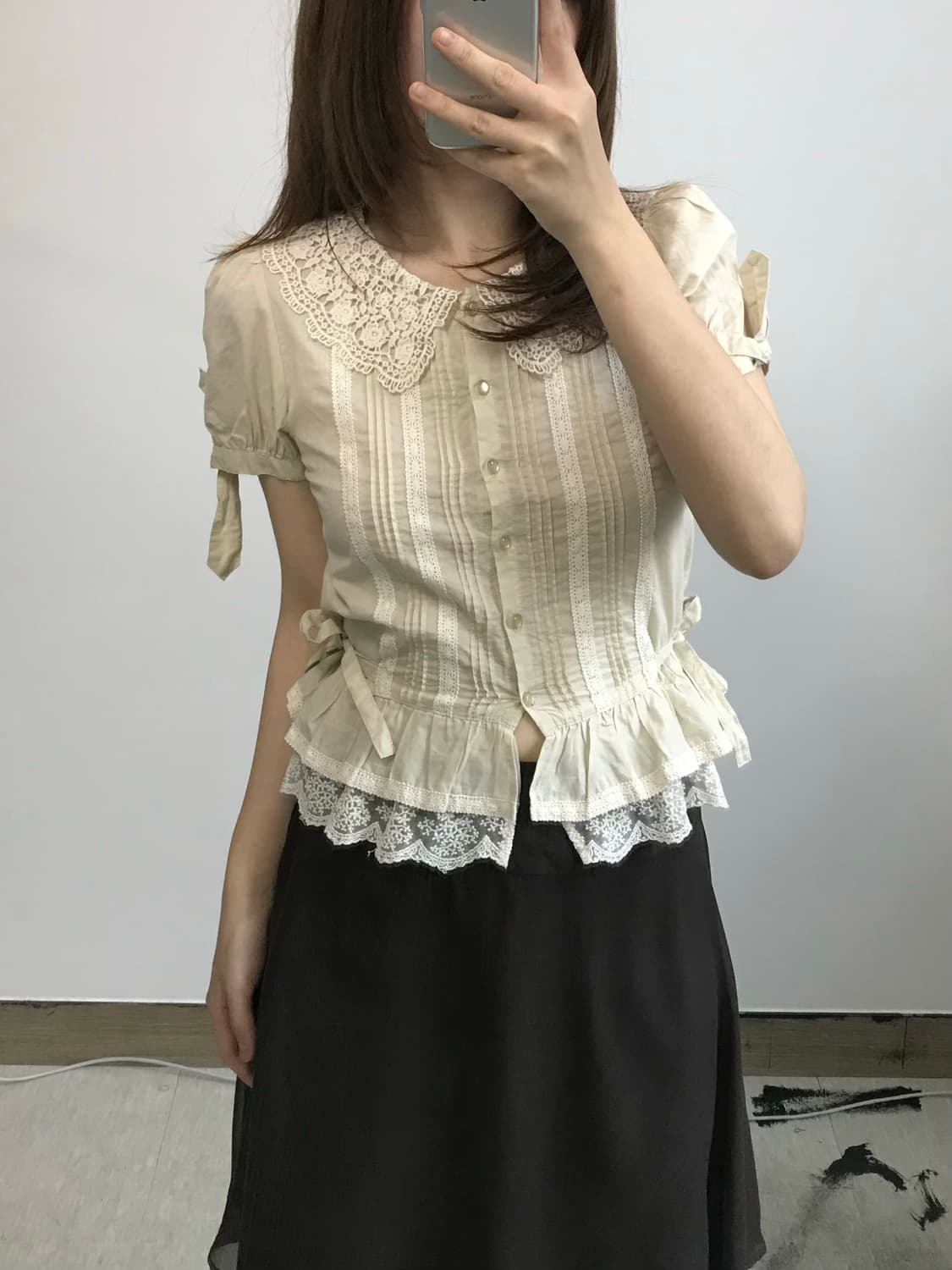빈티지 리본 블라우스 상품이미지1