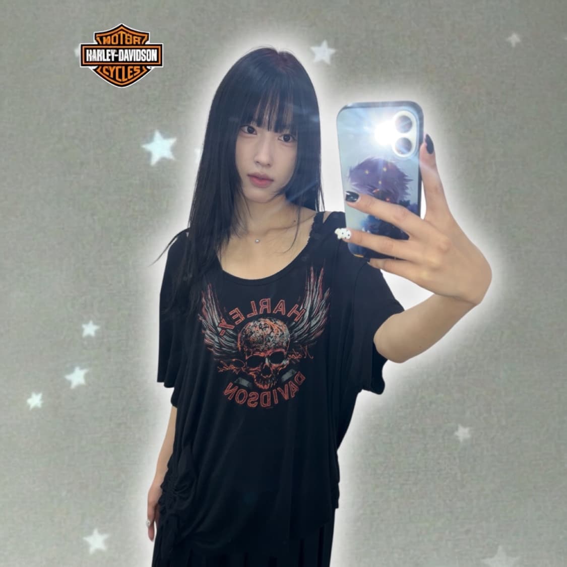 할리데이비슨 오버핏 셔링 반팔티 상품이미지1