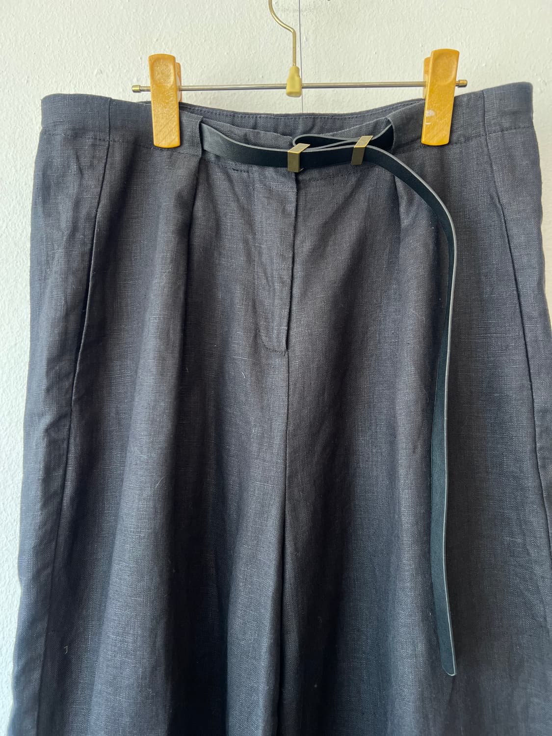 쇼핑몰 여성 블랙 린넨바지 세미와이드핏팬츠 상품이미지1