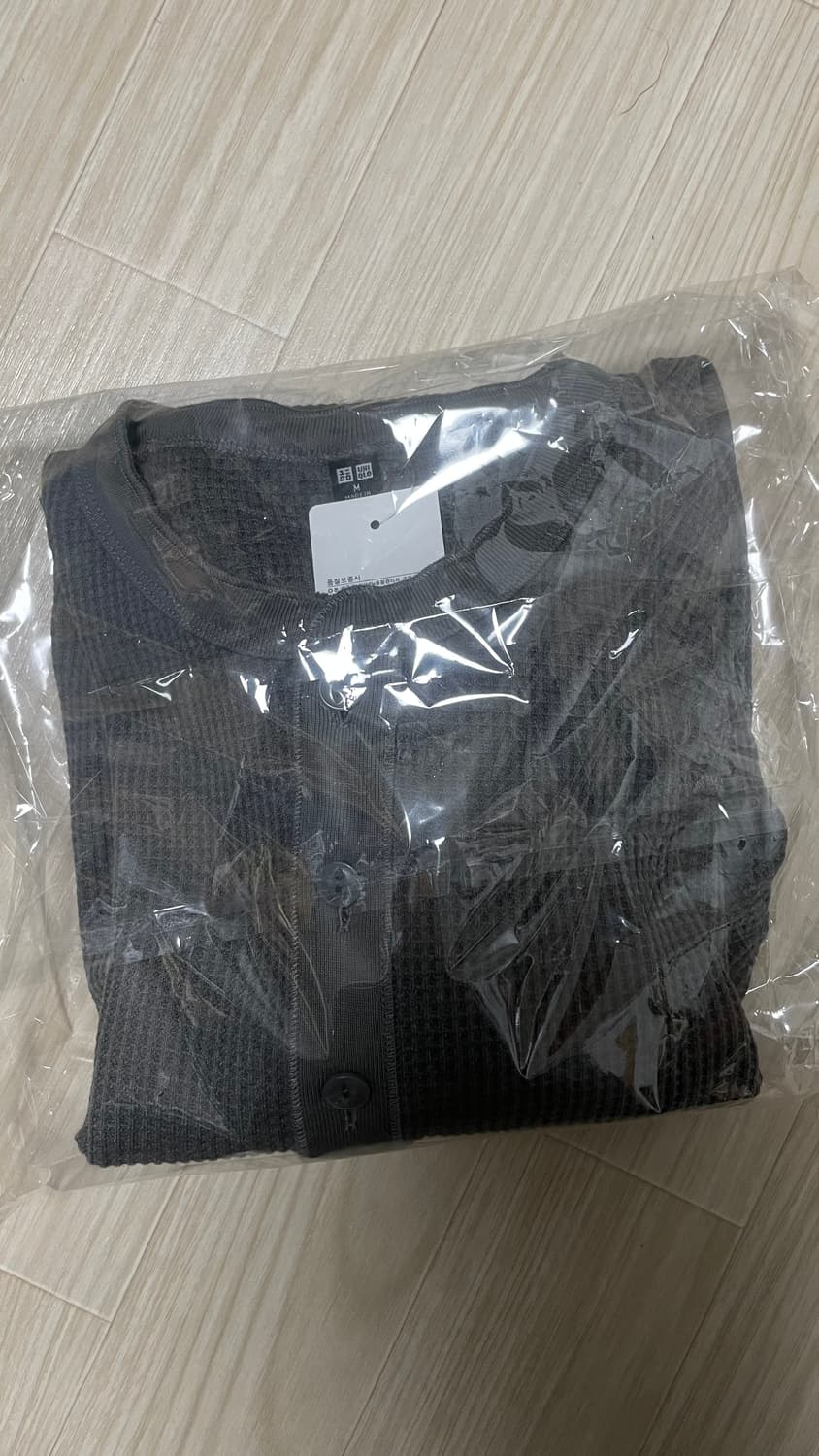 유니클로 와플헨리넥 그레이 M 새 상품 상품이미지2