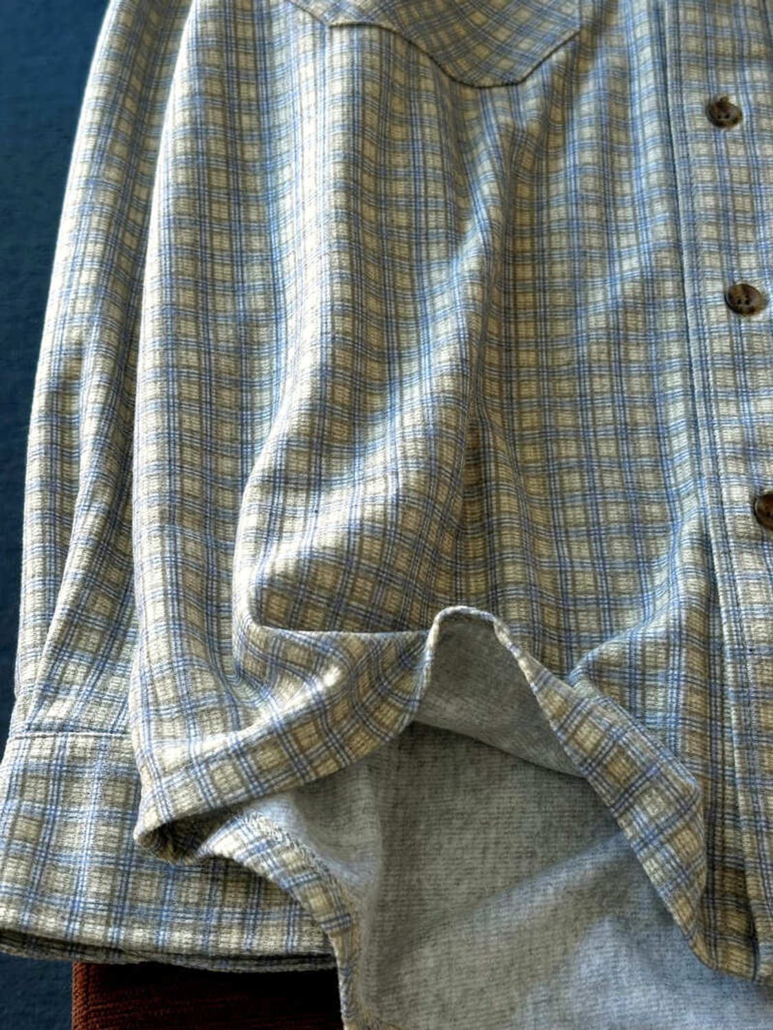Poly nel woven check work shirt 상품이미지3