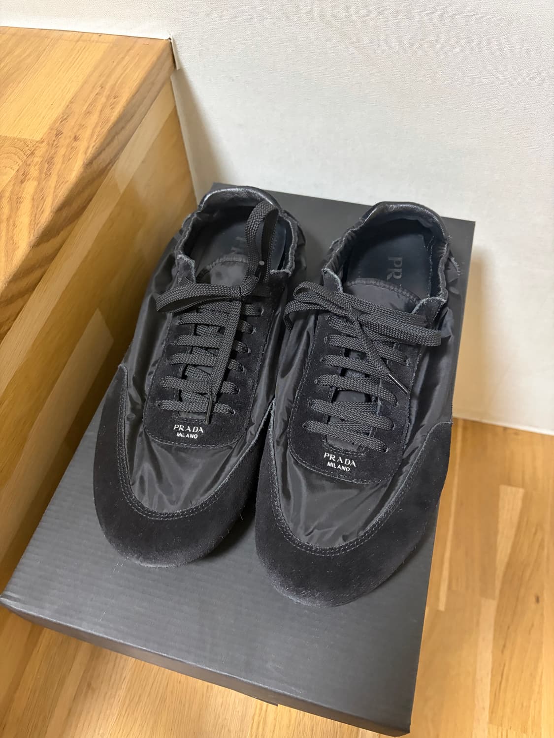 (UK7)프라다 컬랩스 나일론 스니커즈 블랙 상품이미지1