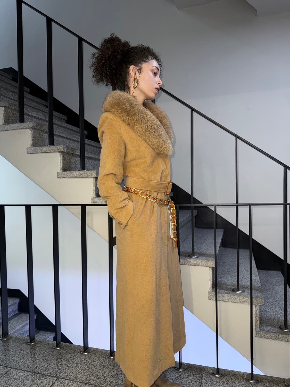 fur collar maxi coat 상품이미지5