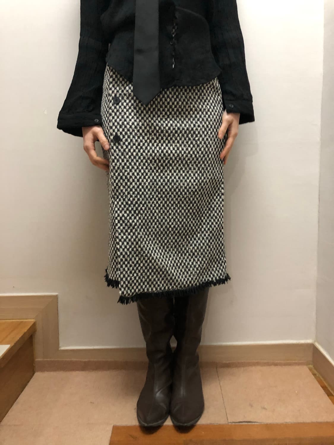 빈티지 블랙 버튼 스커트 상품이미지2