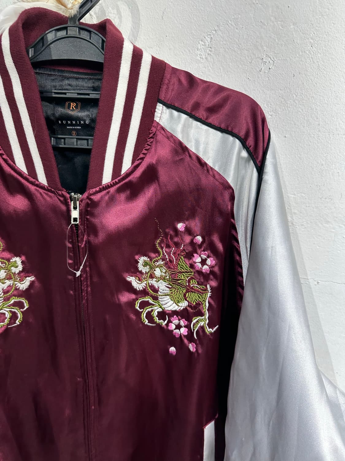 Jpn 일본빈티지 오리엔탈 버건디 용 스카잔 자켓 상품이미지9