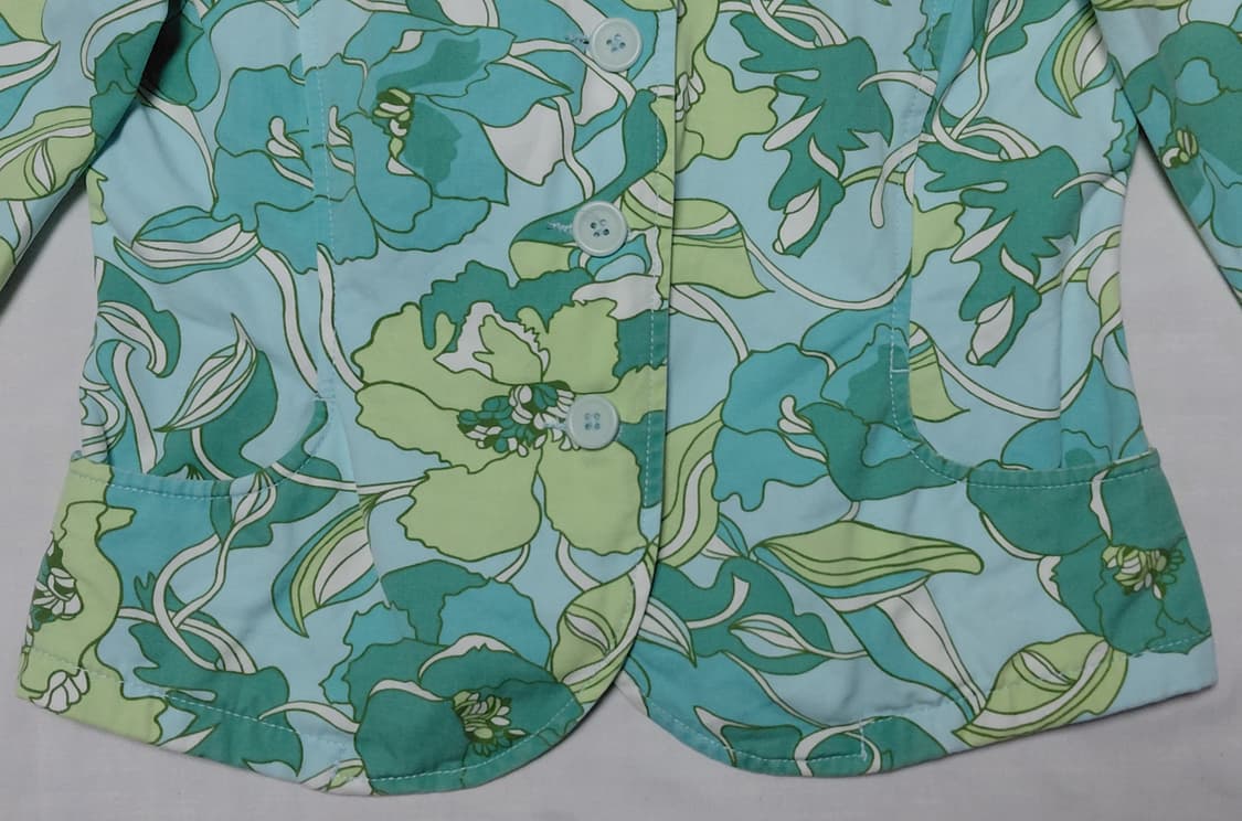 [S] 프렌치 커프(French Cuff) 민트 플로럴 코튼 자켓 상품이미지4