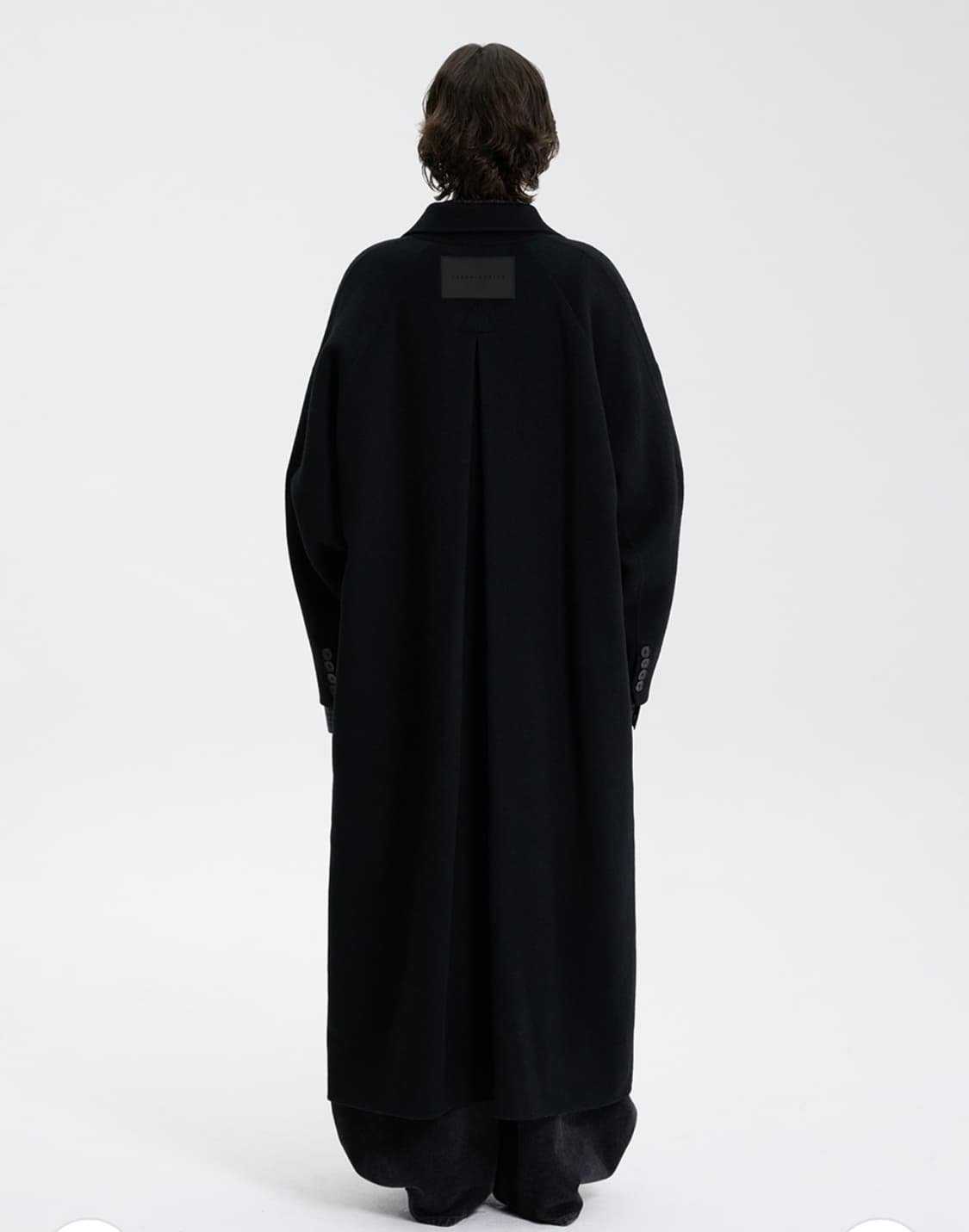 트리밍버드 핸드메이드 와이드 롱코트 블랙 상품이미지3