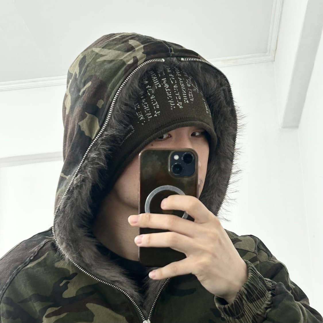 FDR 퍼 트리밍 카모 후드 점퍼 상품이미지4