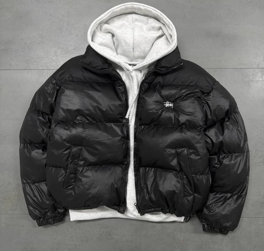 스투시 블랙 자수 집업 패딩 (투웨이, 밑단 스트링) 상품이미지2