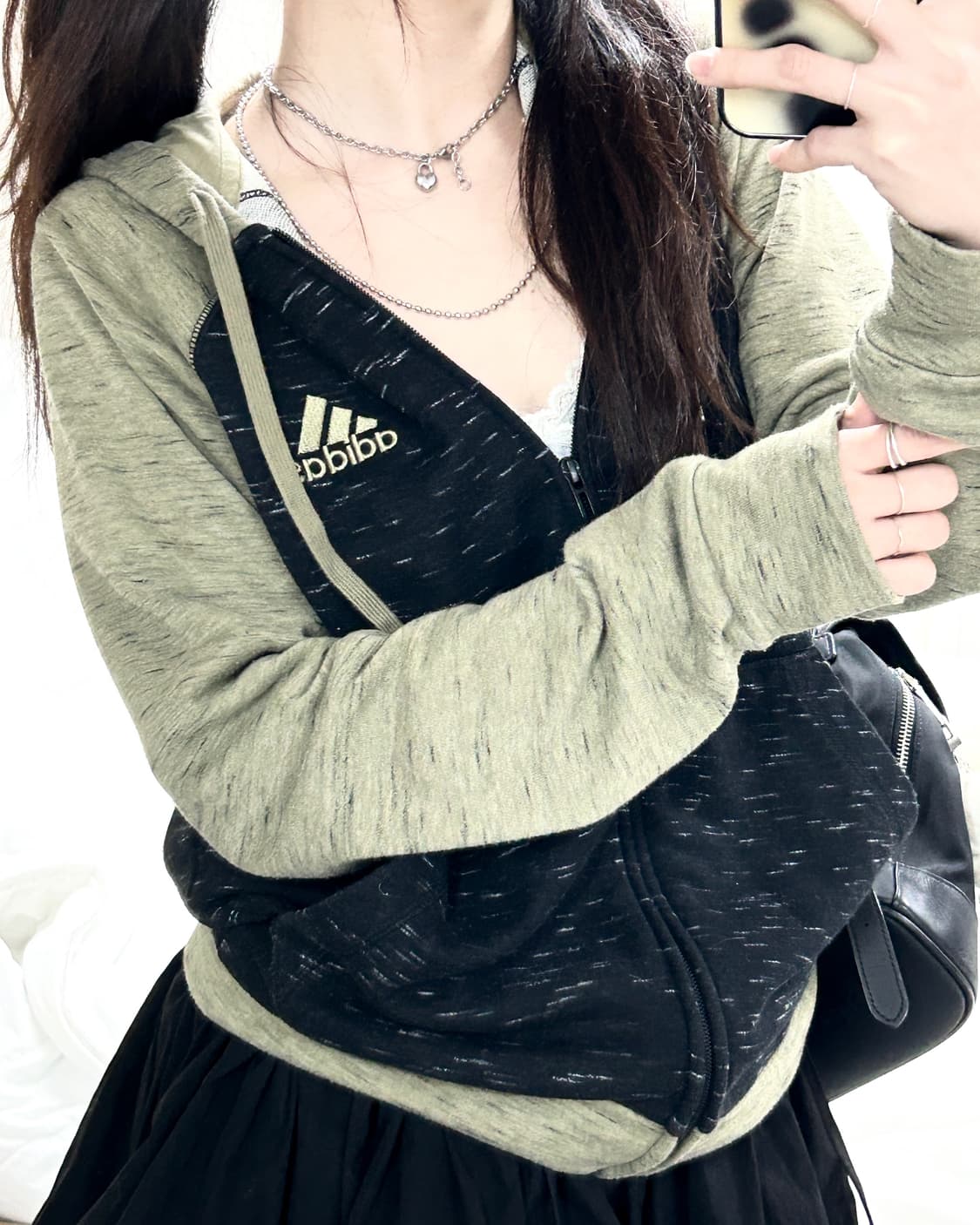 아디다스 카키배색 후드집업 상품이미지2