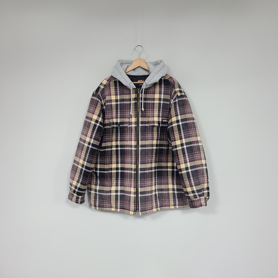 슈프림 X 디키즈 플레이드 후드 집업 셔츠 블랙 XL 상품이미지2