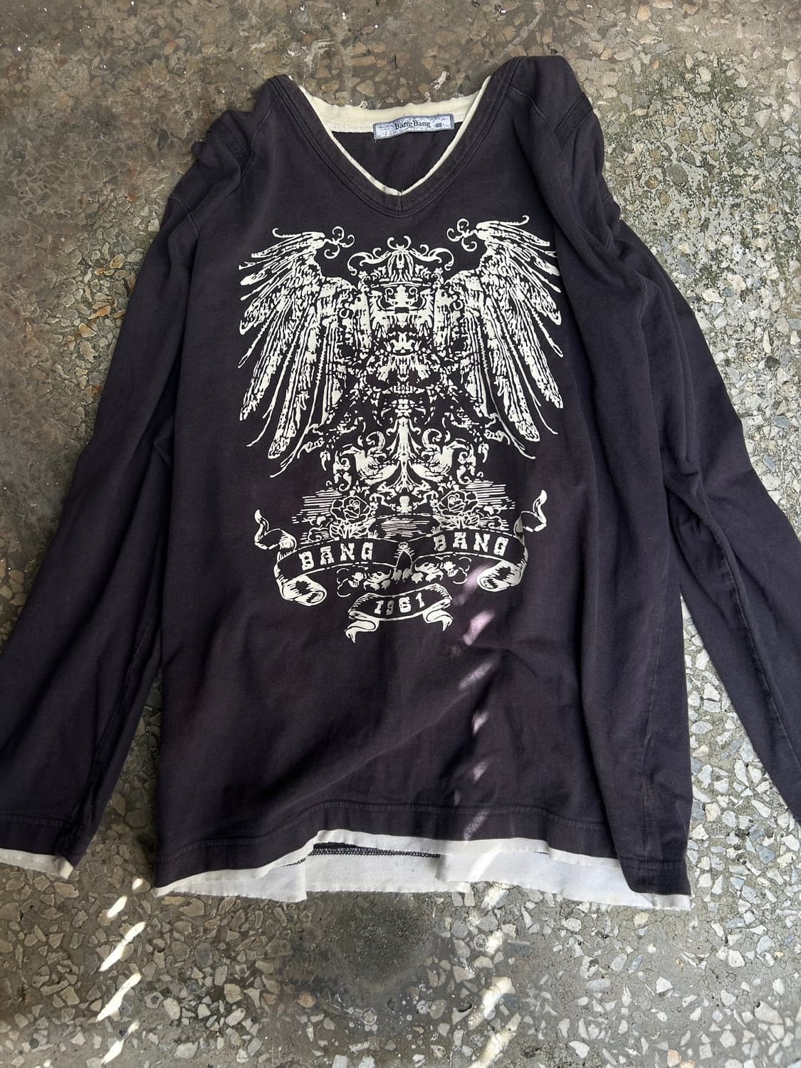 Vtg 00s bangbang 윙 프린팅 그런지 챠콜 롱슬리브 상품이미지2