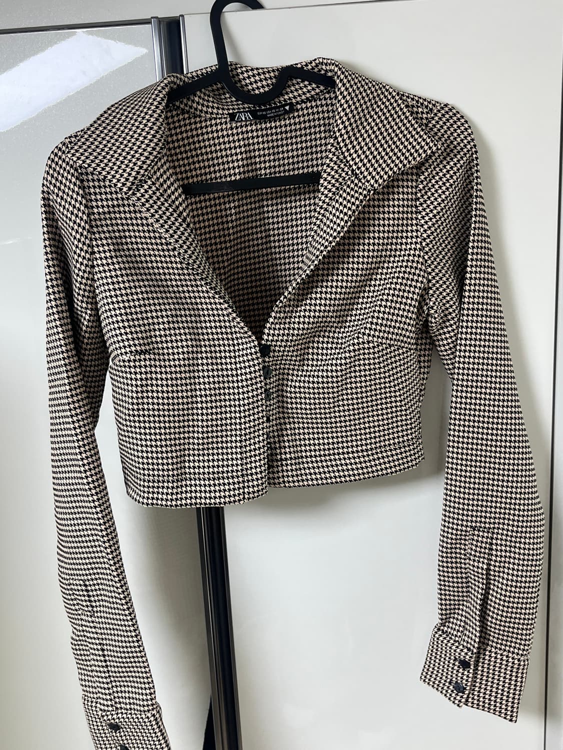 자라 검정 - 브라운 체크 셔츠 크롭 자켓 상품이미지1