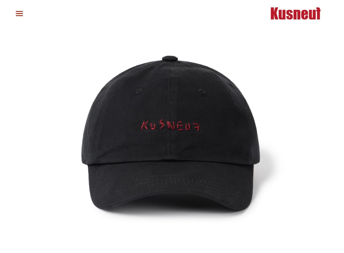 KUSNEUF Hand Stitch Logo Cap [Black] 상품이미지1