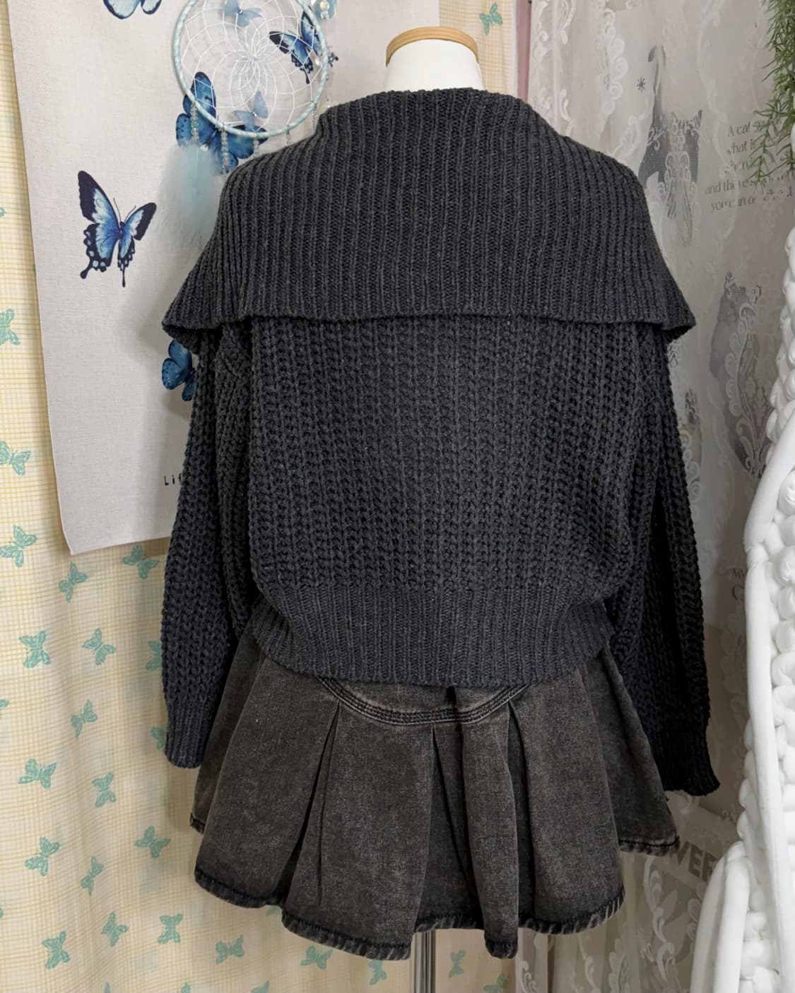 차콜 그레이 꽈배기 빅 카라 가디건 상품이미지8