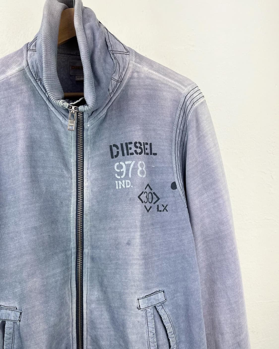 디젤 딥블루 워시드 로고 코튼 집업 상품이미지2