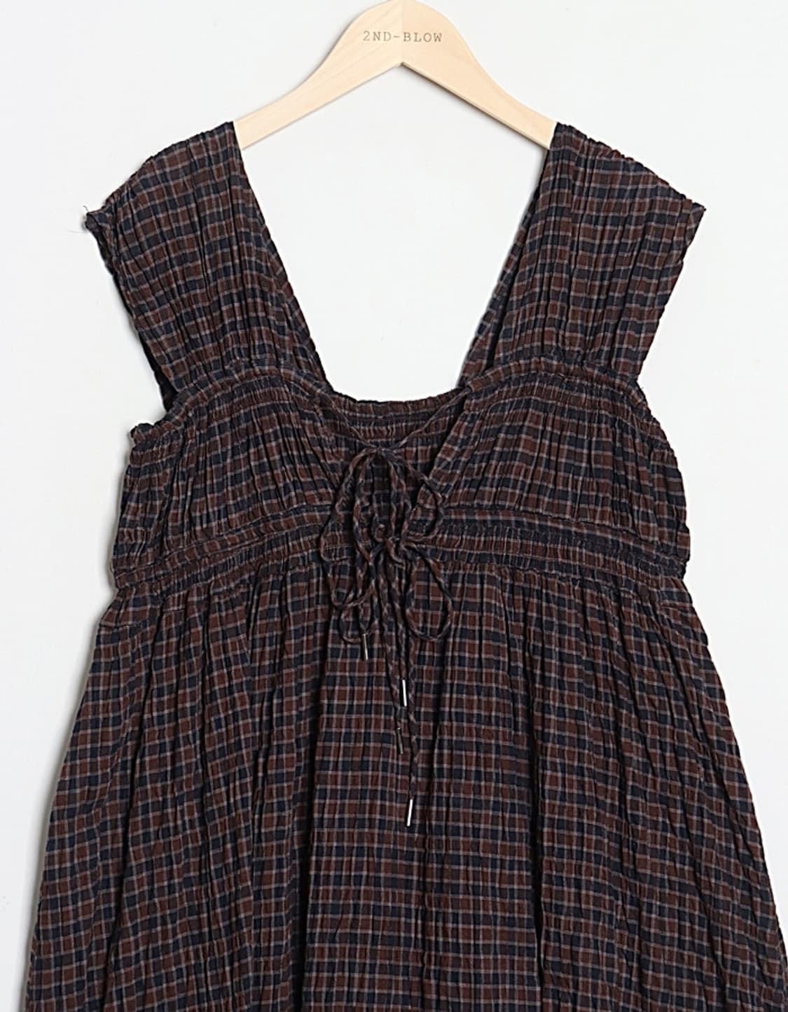 DISCOAT Shirring Check One-Piece 상품이미지3