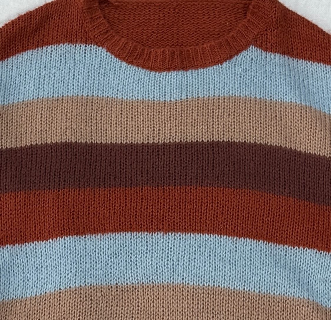 하구미 그런지 가을 겨울 오버핏 니트 히피 단가라 벌룬  크롭  상품이미지4