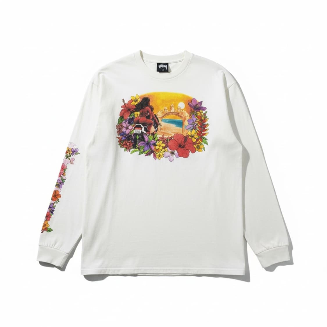 스투시 플라워 프린팅 긴팔 티셔츠 화이트 XL 상품이미지1